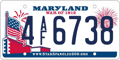 MD license plate 4AF6738