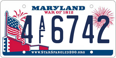 MD license plate 4AF6742