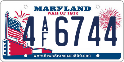 MD license plate 4AF6744