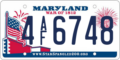 MD license plate 4AF6748