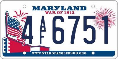 MD license plate 4AF6751