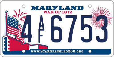 MD license plate 4AF6753