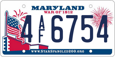 MD license plate 4AF6754