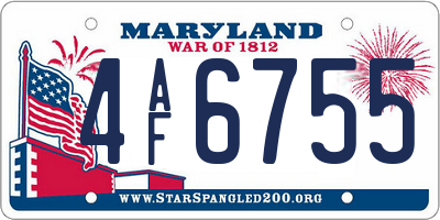 MD license plate 4AF6755