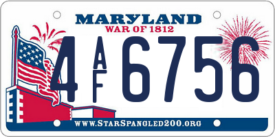 MD license plate 4AF6756