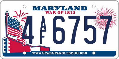 MD license plate 4AF6757