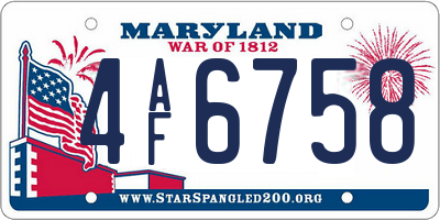 MD license plate 4AF6758
