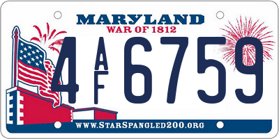MD license plate 4AF6759