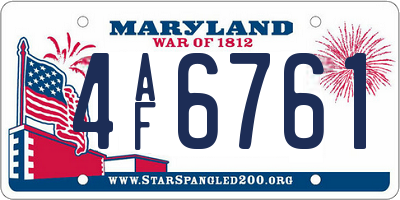 MD license plate 4AF6761