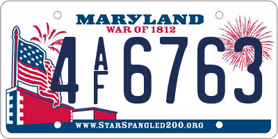 MD license plate 4AF6763