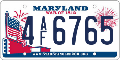 MD license plate 4AF6765