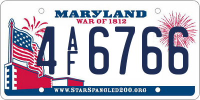 MD license plate 4AF6766