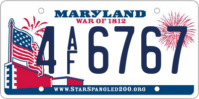 MD license plate 4AF6767