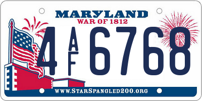 MD license plate 4AF6768