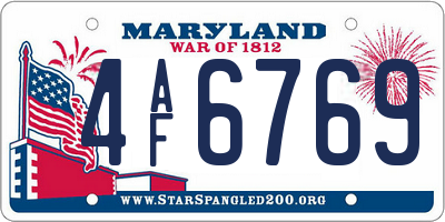 MD license plate 4AF6769