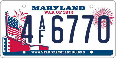 MD license plate 4AF6770