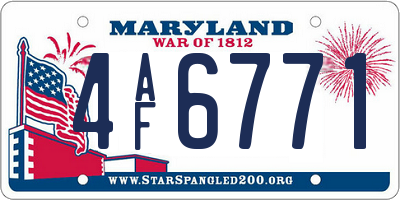 MD license plate 4AF6771