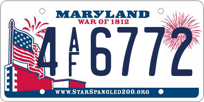 MD license plate 4AF6772