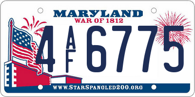 MD license plate 4AF6775