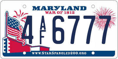 MD license plate 4AF6777