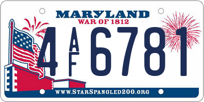 MD license plate 4AF6781