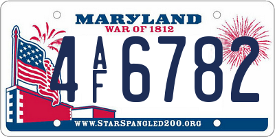 MD license plate 4AF6782