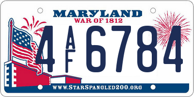 MD license plate 4AF6784