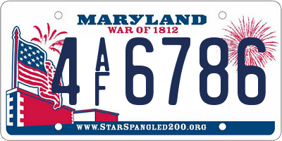 MD license plate 4AF6786