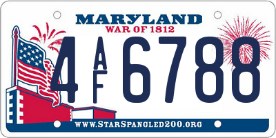 MD license plate 4AF6788