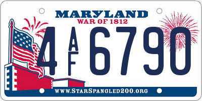 MD license plate 4AF6790
