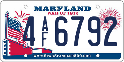 MD license plate 4AF6792
