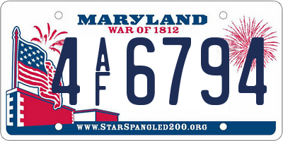MD license plate 4AF6794
