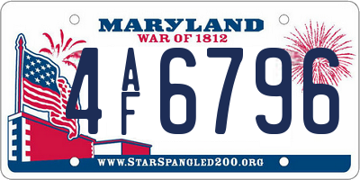 MD license plate 4AF6796