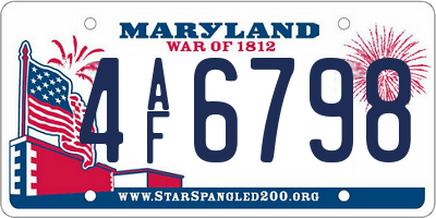 MD license plate 4AF6798