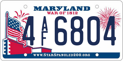 MD license plate 4AF6804