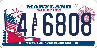 MD license plate 4AF6808