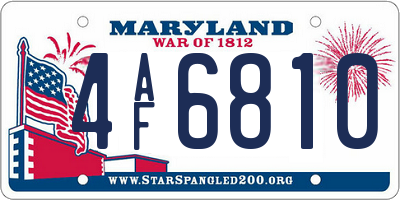 MD license plate 4AF6810