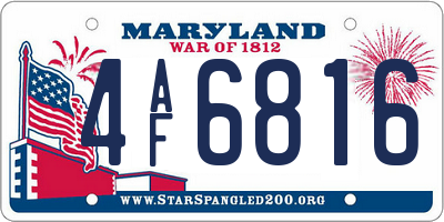MD license plate 4AF6816
