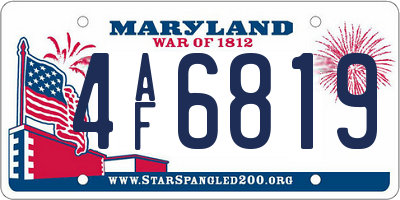 MD license plate 4AF6819