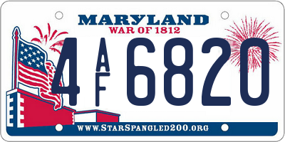 MD license plate 4AF6820