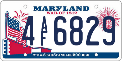 MD license plate 4AF6829