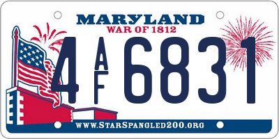 MD license plate 4AF6831