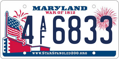 MD license plate 4AF6833