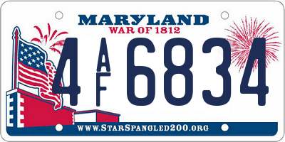 MD license plate 4AF6834