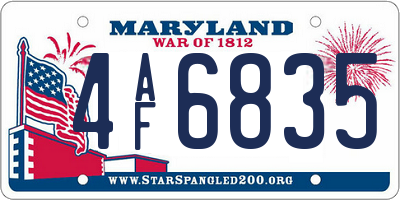 MD license plate 4AF6835