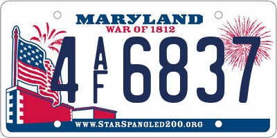 MD license plate 4AF6837