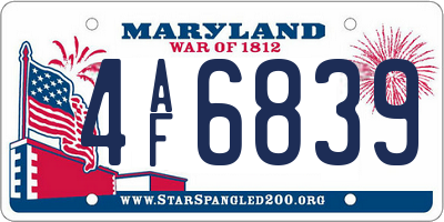 MD license plate 4AF6839