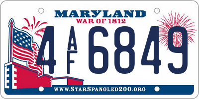 MD license plate 4AF6849