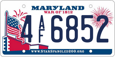 MD license plate 4AF6852