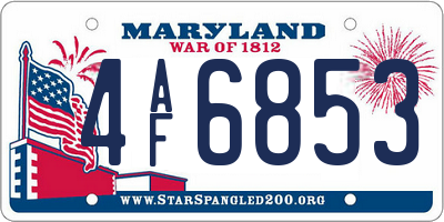 MD license plate 4AF6853